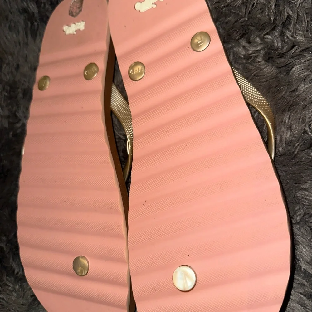 Coach Gold and Tan Signature Sandals - Picture 9 of 10